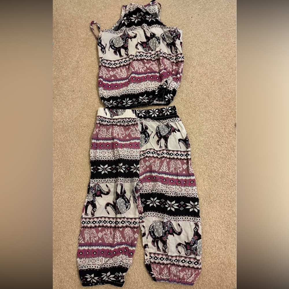 Elephant Print Two-Piece Set